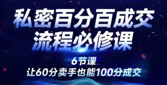 私密百分百成交流程线上训练营，绝对成交，让60分卖手也能100分成交-七量思维