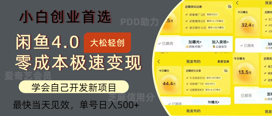 （12434期）闲鱼0成本极速变现项目，多种变现方式 单号日入500+最新玩法-七量思维