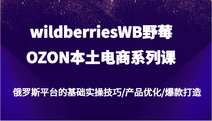 wildberriesWB野莓/OZON本土电商系列课，俄罗斯平台的基础实操技巧/产品优化/爆款打造-七量思维