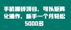 手机搬砖项目,可以矩阵化操作,新手一个月轻松5000多-七量思维