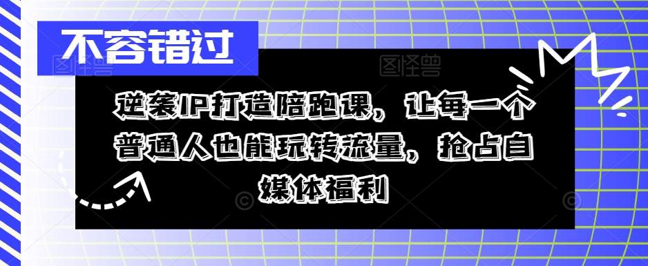 逆袭IP打造陪跑课，让每一个普通人也能玩转流量，抢占自媒体福利-七量思维