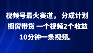 视频号最火赛道, 分成计划, 橱窗带货,一个视频2个收益,10分钟一条视频。-七量思维