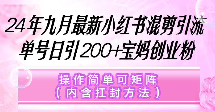 （12530期）小红书混剪引流，单号日引200+宝妈创业粉，操作简单可矩阵（内含扛封…-七量思维