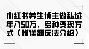 (12619期)小红书养生博主做私域年入50万,多种变现方式(附详细玩法介绍)-七量思维