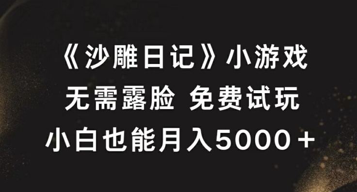 《沙雕日记》小游戏，无需露脸免费试玩，小白也能月入5000+-七量思维