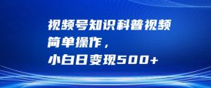 视频号知识科普视频,简单操作,小白日变现500+-七量思维