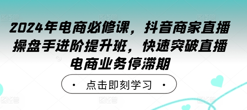 2024年电商必修课，抖音商家直播操盘手进阶提升班，快速突破直播电商业务停滞期-七量思维