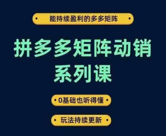 拼多多矩阵动销系列课，能持续盈利的多多矩阵，0基础也听得懂，玩法持续更新-七量思维