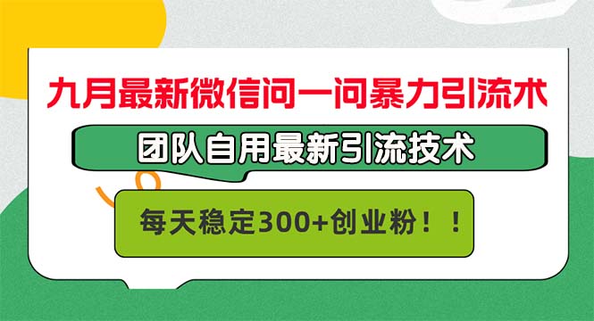 （12735期）九月最新微信问一问暴力引流术，团队自用引流术，每天稳定300+创…-七量思维