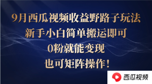 （12760期）西瓜视频收益野路子玩法，新手小白简单搬运即可，0粉就能变现，也可矩…-七量思维