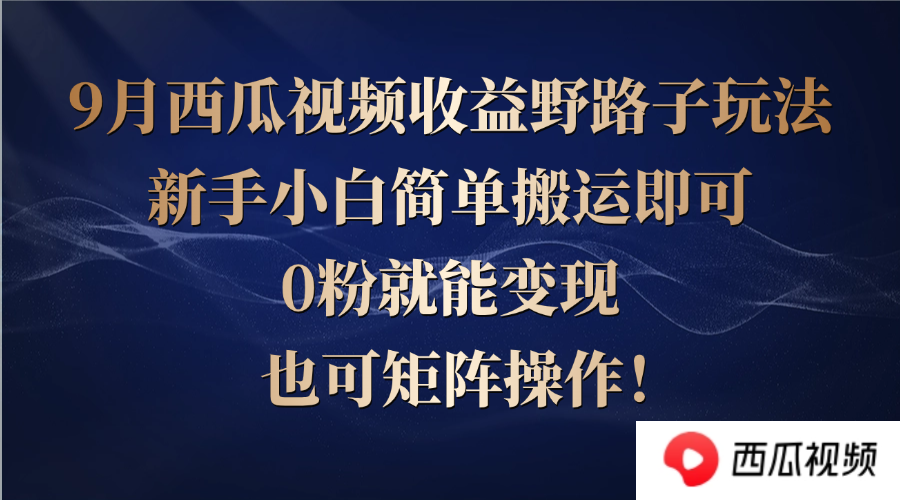 （12760期）西瓜视频收益野路子玩法，新手小白简单搬运即可，0粉就能变现，也可矩…-七量思维