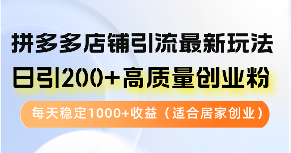 （12893期）拼多多店铺引流最新玩法，日引200+高质量创业粉，每天稳定1000+收益（…-七量思维