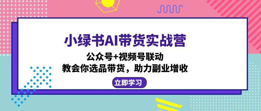 （12848期）小绿书AI带货实战营：公众号+视频号联动，教会你选品带货，助力副业增收-七量思维