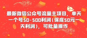 最新微信公众号流量主项目，单天一个号50-500利润(保底50元一天利润)，可批量操作-七量思维