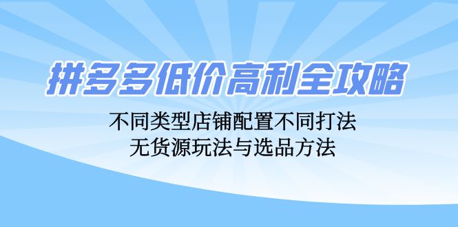 （12897期）拼多多低价高利全攻略：不同类型店铺配置不同打法，无货源玩法与选品方法-七量思维