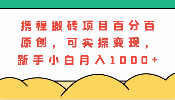 携程搬砖项目，百分百原创，可实操变现，新手小白月入1000+-七量思维