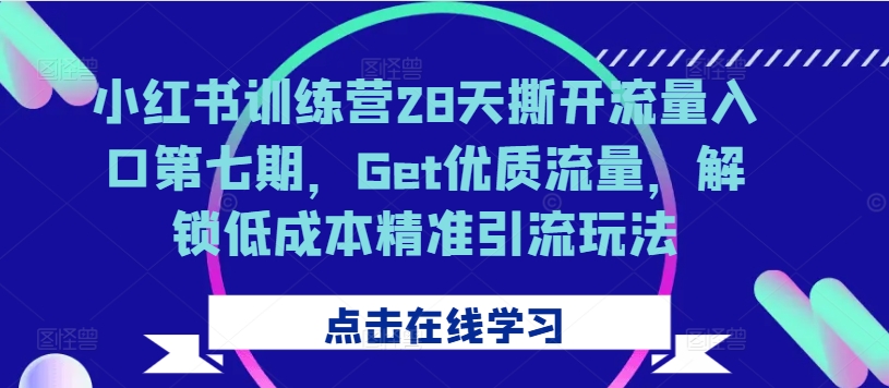 小红书训练营28天撕开流量入口第七期，Get优质流量，解锁低成本精准引流玩法-七量思维