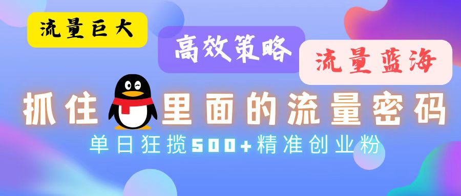 （13068期）流量蓝海，抓住QQ里面的流量密码！高效策略，单日狂揽500+精准创业粉-七量思维