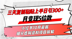（13077期）三天复制粘贴上手日引300+月变现5位数小红书10月最新 细分虚拟资料项目…-七量思维