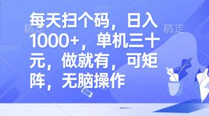 (13083期)每天扫个码,日入1000+,单机三十元,做就有,可矩阵,无脑操作-七量思维