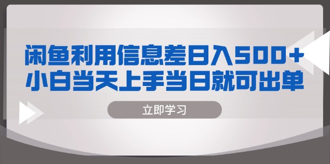 （13170期）闲鱼利用信息差 日入500+  小白当天上手 当日就可出单-七量思维