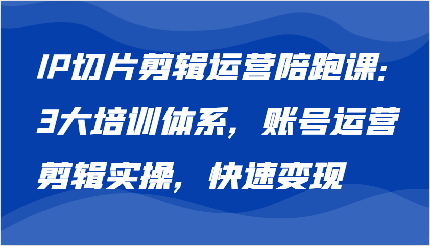 IP切片剪辑运营陪跑课，3大培训体系：账号运营 剪辑实操 快速变现-七量思维