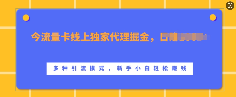 流量卡线上独家代理掘金，日入1k+ ，多种引流模式，新手小白轻松上手-七量思维