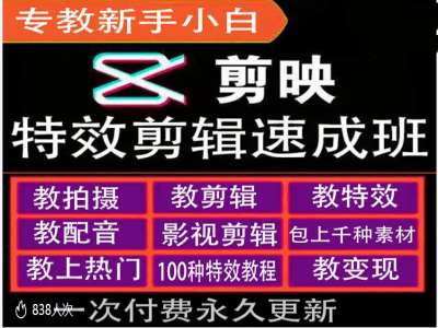 剪映特效教程和运营变现教程，特效剪辑速成班，专教新手小白-七量思维