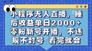 （13251期）小程序无人直播，睡后收益单日2000+ 零粉新号开播，不违规不封号 看完就会-七量思维