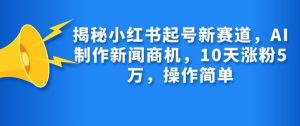 揭秘小红书起号新赛道，AI制作新闻商机，10天涨粉1万，操作简单-七量思维