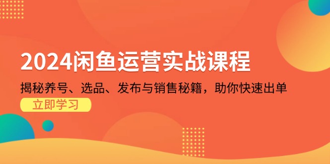 （13290期）2024闲鱼运营实战课程：揭秘养号、选品、发布与销售秘籍，助你快速出单-七量思维