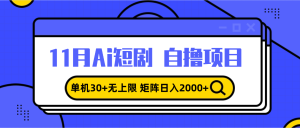 （13375期）11月ai短剧自撸，单机30+无上限，矩阵日入2000+，小白轻松上手-七量思维