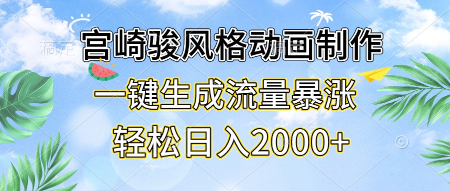 （13386期）宫崎骏风格动画制作，一键生成流量暴涨，轻松日入2000+-七量思维