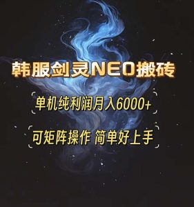 (13435期)韩服剑灵NEO搬砖攻略,单机纯利润月入6000+ 可矩阵操作,简单好上手。-七量思维