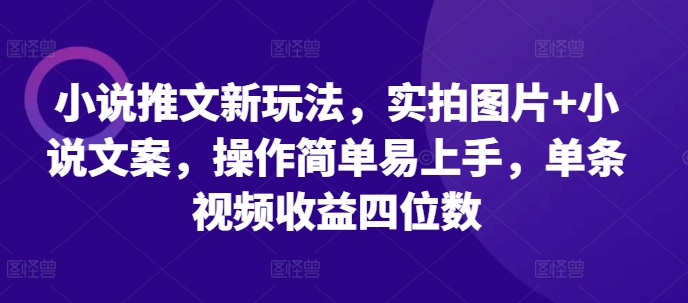 小说推文新玩法，实拍图片+小说文案，操作简单易上手，单条视频收益四位数-七量思维