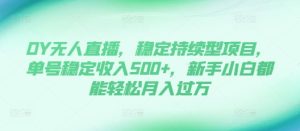 DY无人直播,稳定持续型项目,单号稳定收入500+,新手小白都能轻松月入过万-七量思维