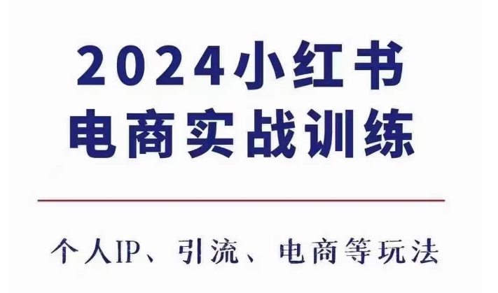 2024小红书电商3.0实战训练，包含个人IP、引流、电商等玩法-七量思维