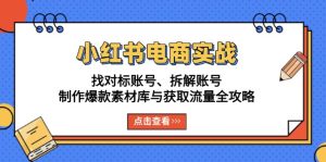 （13490期）小红书电商实战：找对标账号、拆解账号、制作爆款素材库与获取流量全攻略-七量思维