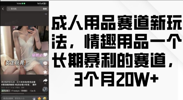 成人用品赛道新玩法，情趣用品一个长期暴利的赛道，3个月收益20个-七量思维