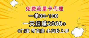 (13551期)一单80,免费流量卡代理,一天躺赚2000+,0门槛,小白也能轻松上手-七量思维