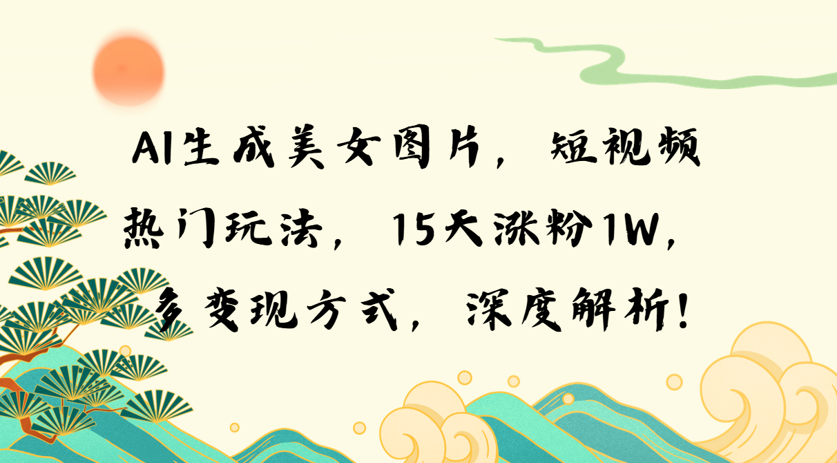 （13581期）AI生成美女图片，短视频热门玩法，15天涨粉1W，多变现方式，深度解析!-七量思维