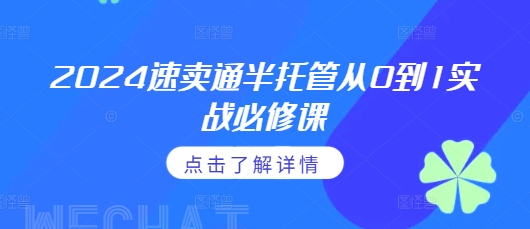 2024速卖通半托管从0到1实战必修课，掌握通投广告打法、熟悉速卖通半托管的政策细节-七量思维