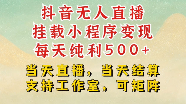 抖音无人直播挂载小程序变现每天纯利500+当天直播，当天结算支持工作室，可矩阵-七量思维