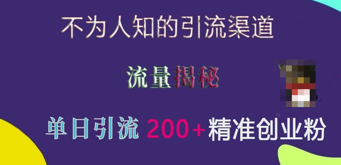 不为人知的引流渠道，流量揭秘，实测单日引流200+精准创业粉-七量思维