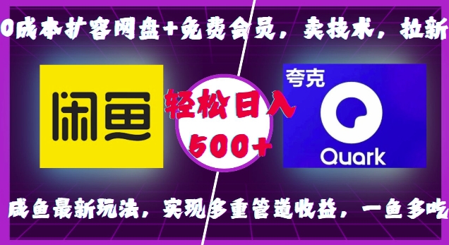 0成本扩容网盘+免费会员，卖技术，拉新，咸鱼最新玩法，实现多重管道收益，一鱼多吃，轻松日入500+-七量思维