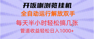 (13655期)开饭喇浏览挂机全自动运行解放双手每天半小时轻松搞几张管道收益日入1000+-七量思维