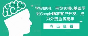 学完即用,带你实操0基础学会Google精准客户开发,成为外贸业务高手-七量思维