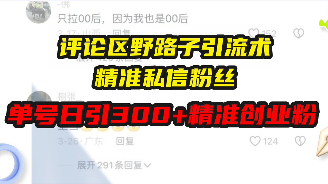 （13676期）评论区野路子引流术，精准私信粉丝，单号日引流300+精准创业粉-七量思维