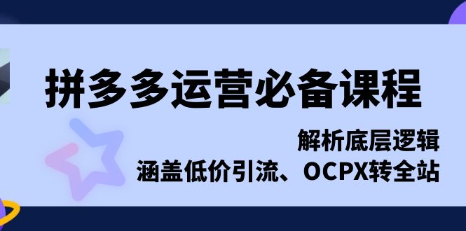 （13700期）拼多多运营必备课程，解析底层逻辑，涵盖低价引流、OCPX转全站-七量思维