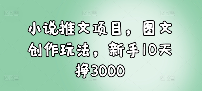 小说推文项目，图文创作玩法，新手10天挣3000-七量思维